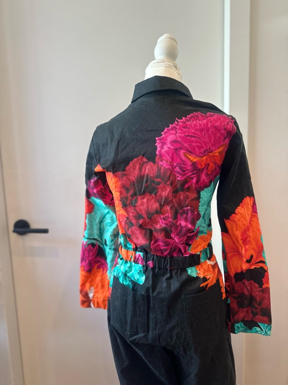 The Kit Black Floral-Print Women's Jumpsuit - Picture 4 of 5